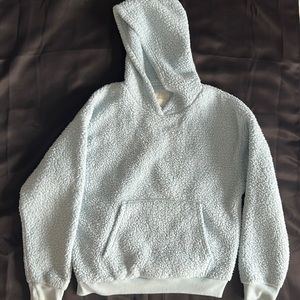 Baby blue fuzzy cropped hoodie